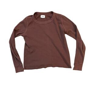 Mate The Label Waffle Knit Thermal Top Womens Small Organic Cotton Lounge Cozy